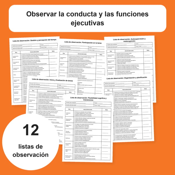 Observación en clase: funciones ejecutivas y conducta | 12 fichas PDF + PowerPoint