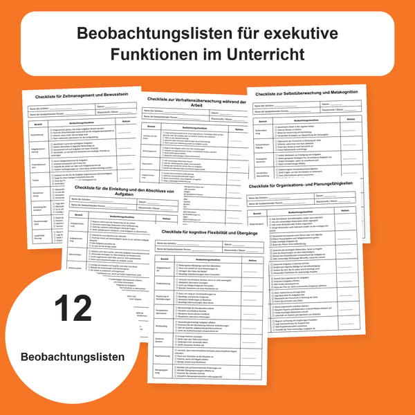 Exekutive Funktionen im Unterricht | 12 Checklisten PDF + PowerPoint
