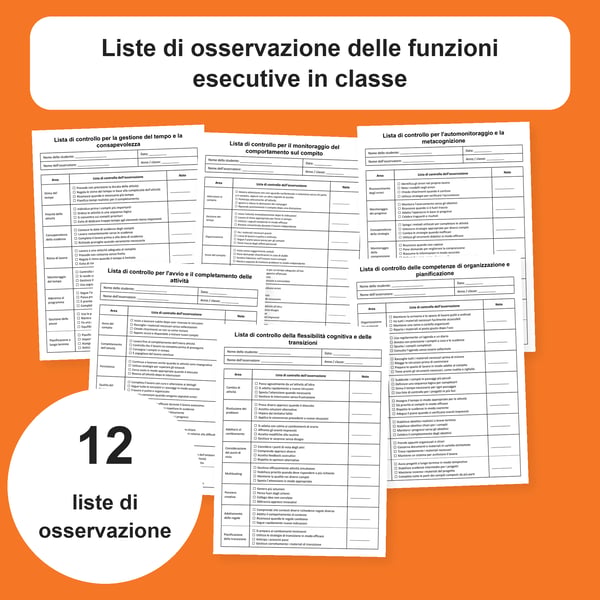 Funzioni esecutive in classe | 12 schede di osservazione PDF + PowerPoint