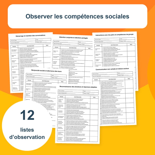 Compétences sociales | 12 fiches d’observation PDF + PowerPoint