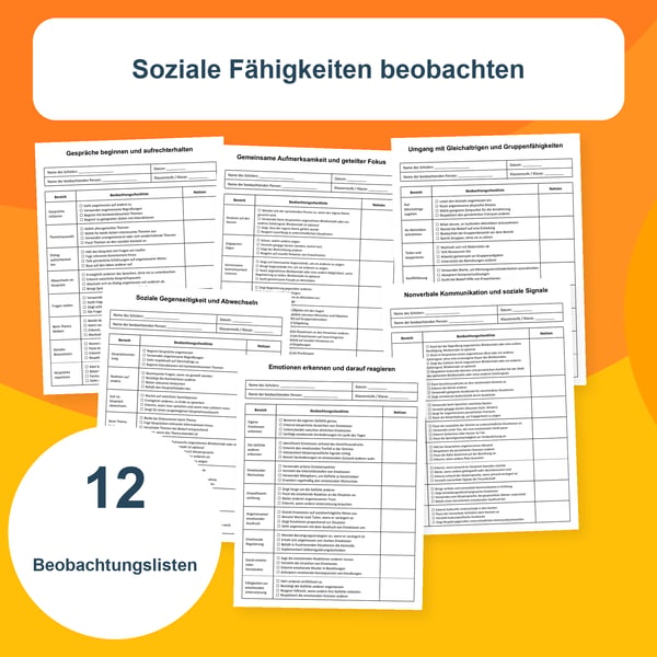 Soziale Kompetenzen | 12 Beobachtungschecklisten PDF + PowerPoint