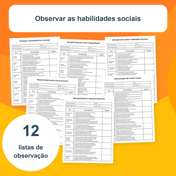 Habilidades sociais | 12 fichas de observação PDF + PowerPoint