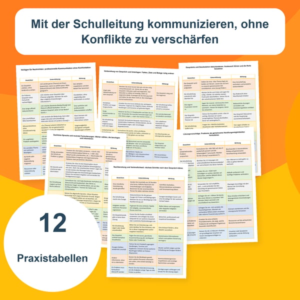 Mit der Schulleitung sprechen | 12 Tabellen PDF + PowerPoint