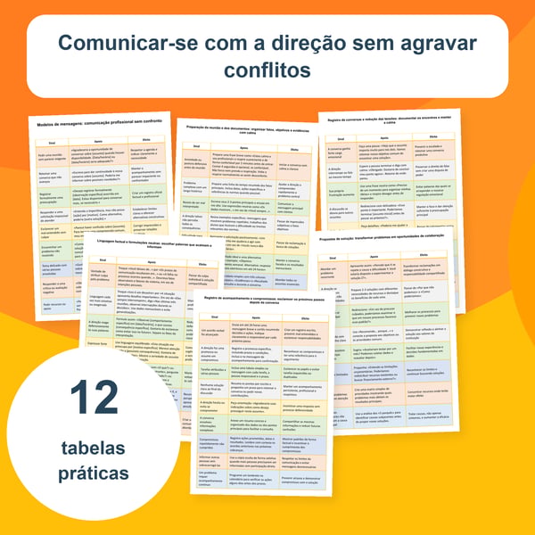 Comunicação com a direção | 12 tabelas PDF + PowerPoint