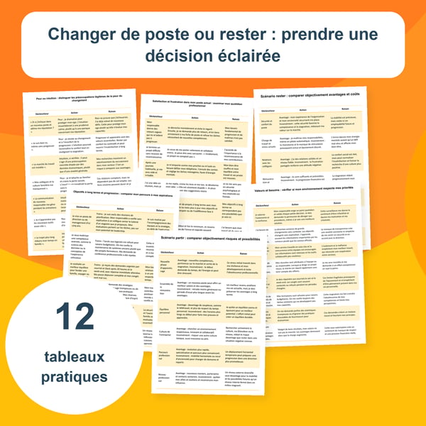 Changer de poste ou rester | 12 tableaux PDF + PowerPoint