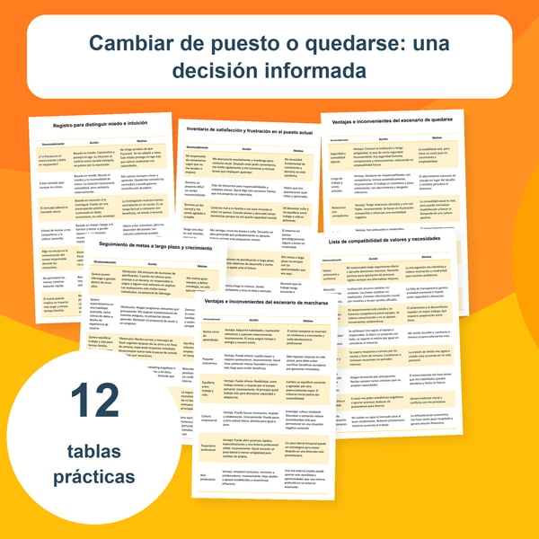 Cambiar de puesto o quedarse | 12 tablas PDF + PowerPoint