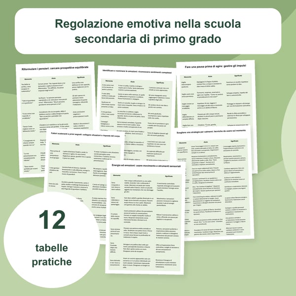 Regolazione emotiva alle medie | 12 tabelle PDF + PowerPoint