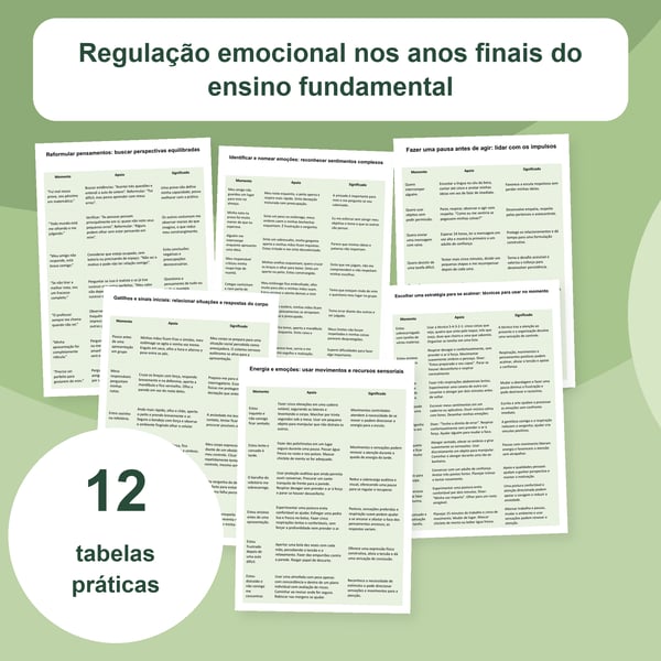 Regulação emocional nos anos finais | 12 tabelas PDF + PowerPoint