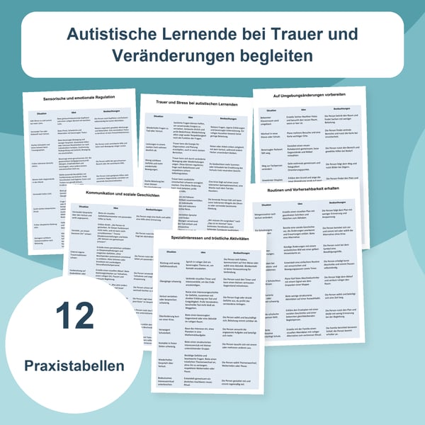Trauer und Veränderungen bei autistischen Schülern | 12 Tabellen PDF + PowerPoint