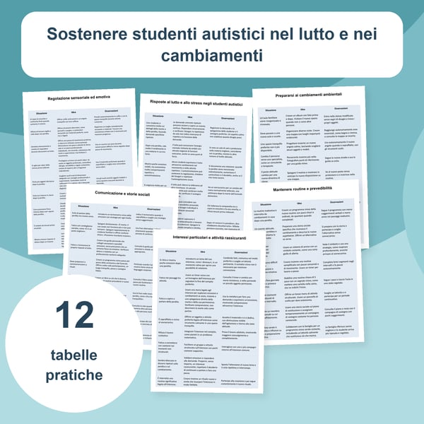 Lutto e cambiamenti di vita negli studenti autistici | 12 tabelle PDF + PowerPoint