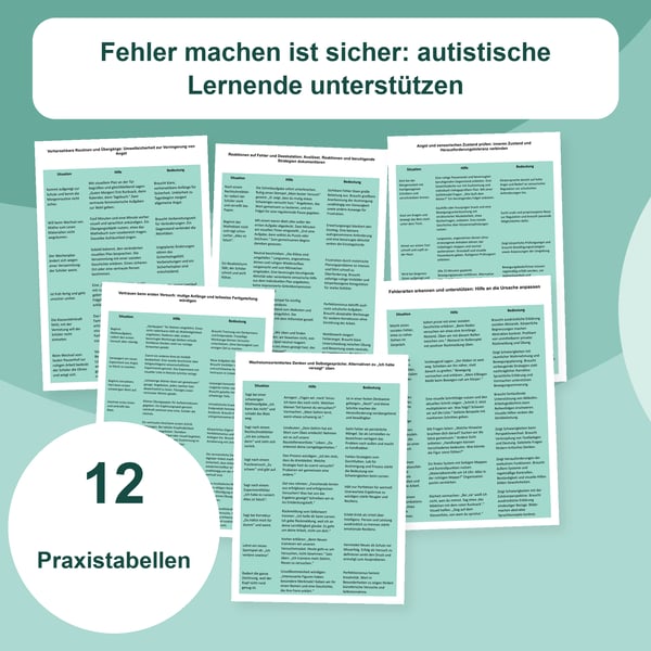 Fehler sind erlaubt: autistische Schüler unterstützen | 12 Tabellen PDF + PowerPoint