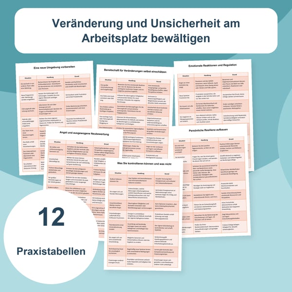 Wandel und Unsicherheit im Beruf bewältigen | 12 Tabellen PDF + PowerPoint
