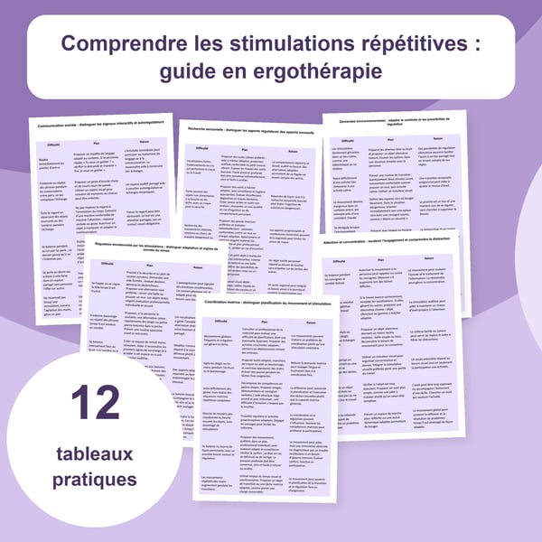 Stimming et autorégulation : guide pratique | 12 tableaux PDF + PowerPoint