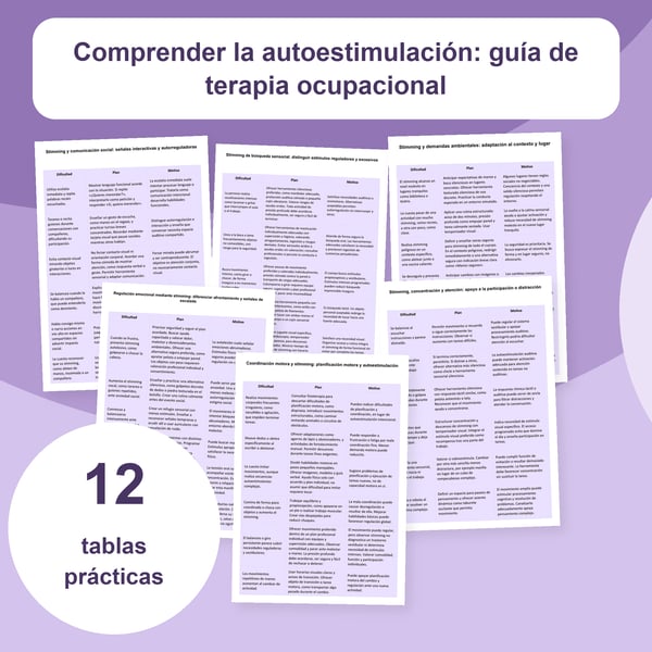 Stimming y autorregulación: guía práctica | 12 tablas PDF + PowerPoint