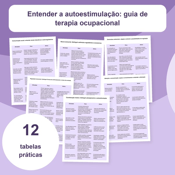 Stimming e autorregulação: guia prático | 12 tabelas PDF + PowerPoint