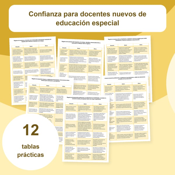 Confianza del nuevo docente de educación especial | 12 tablas PDF + PowerPoint