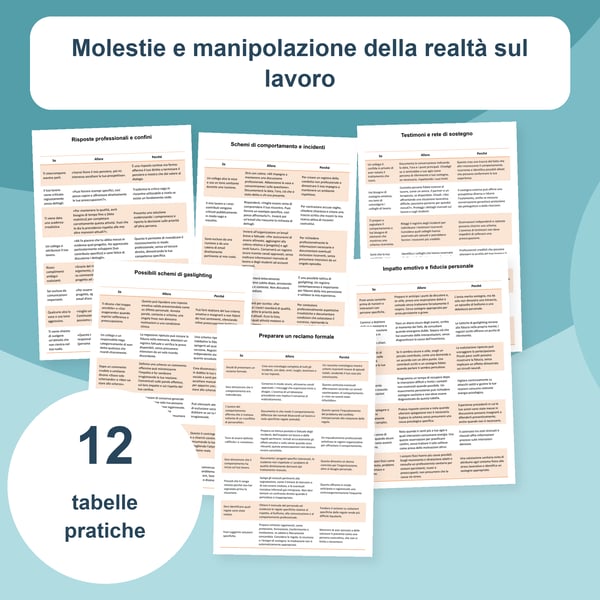 Bullismo al lavoro e gaslighting: schemi e risposte | 12 pagine PDF + PowerPoint