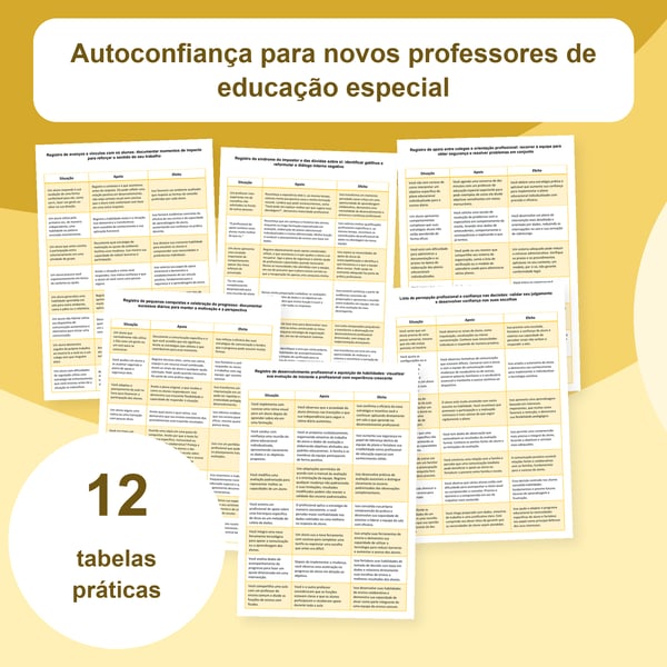 Confiança do novo professor de educação especial | 12 tabelas PDF + PowerPoint