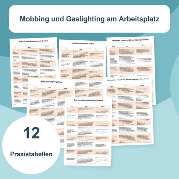 Mobbing und Gaslighting am Arbeitsplatz: Muster und Antworten | 12 Seiten PDF + PowerPoint