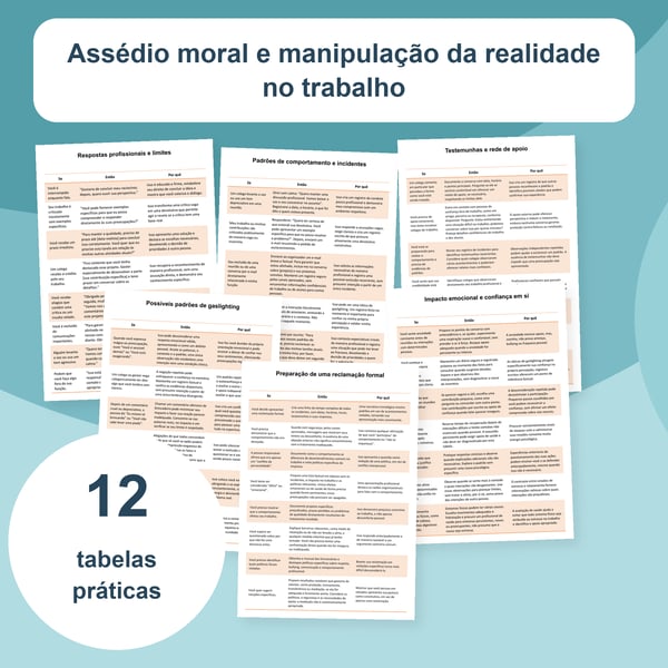 Bullying no trabalho e gaslighting: padrões e respostas | 12 páginas PDF + PowerPoint