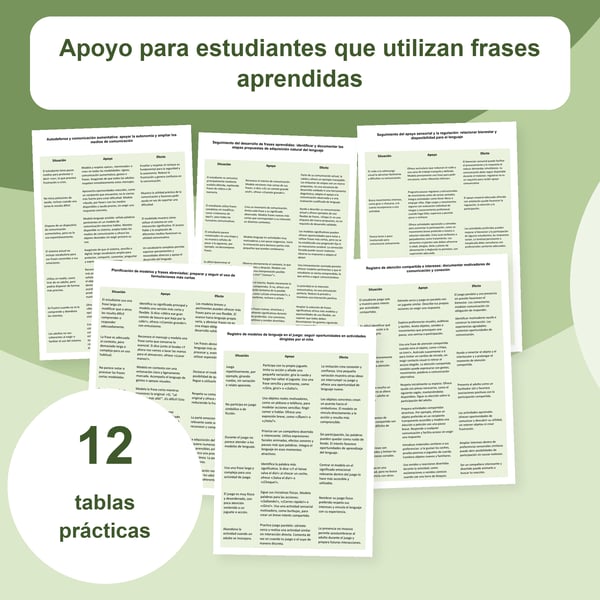 Lenguaje gestalt y ecolalia: observación y apoyo | 12 tablas PDF + PowerPoint