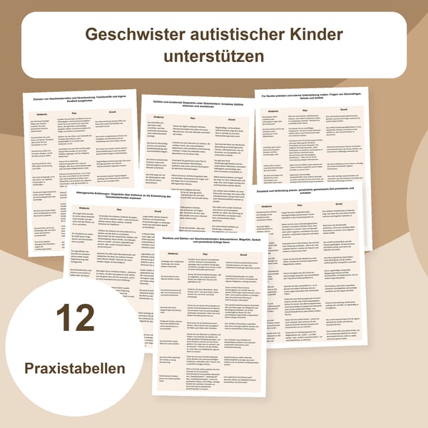 Geschwister autistischer Kinder unterstützen | 12 Tabellen PDF + PowerPoint