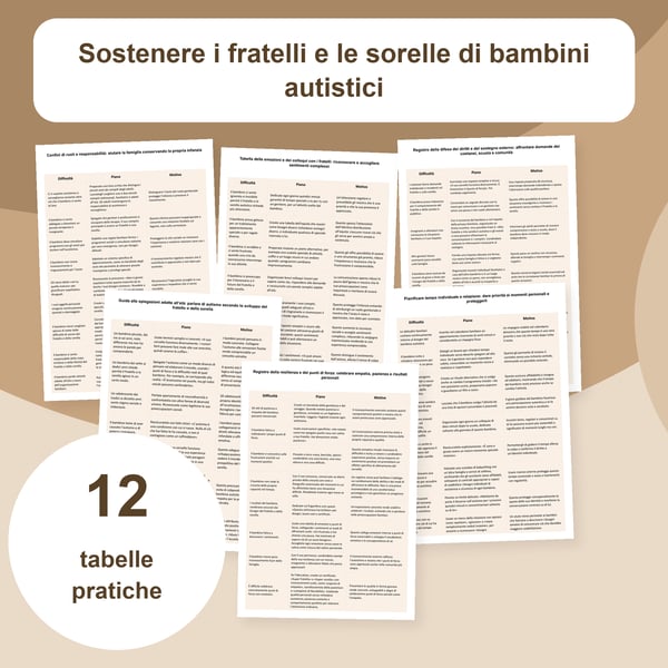Fratelli di bambini autistici: emozioni e sostegno | 12 tabelle PDF + PowerPoint
