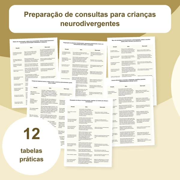 Consultas para crianças neurodivergentes: 12 tabelas de preparação | PDF + PowerPoint