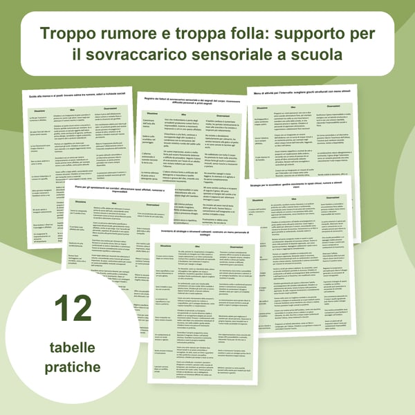 Sovraccarico sensoriale a scuola: 12 tabelle | PDF + PowerPoint modificabile