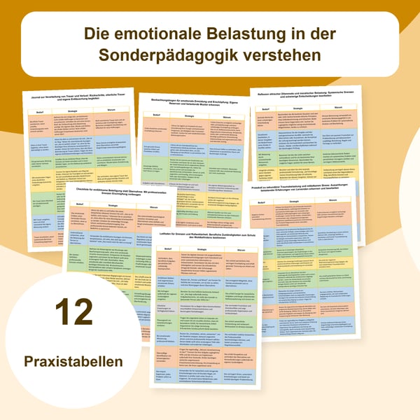 Emotionale Belastung in der Sonderpädagogik | 12 Tabellen PDF + PowerPoint