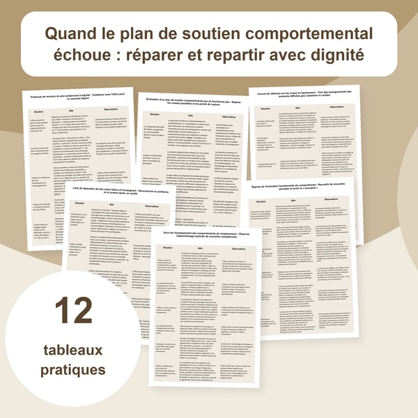 Revoir un plan de soutien comportemental | 12 tableaux PDF + PowerPoint modifiable