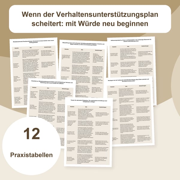 Verhaltensunterstützung überprüfen | 12 Tabellen PDF + PowerPoint