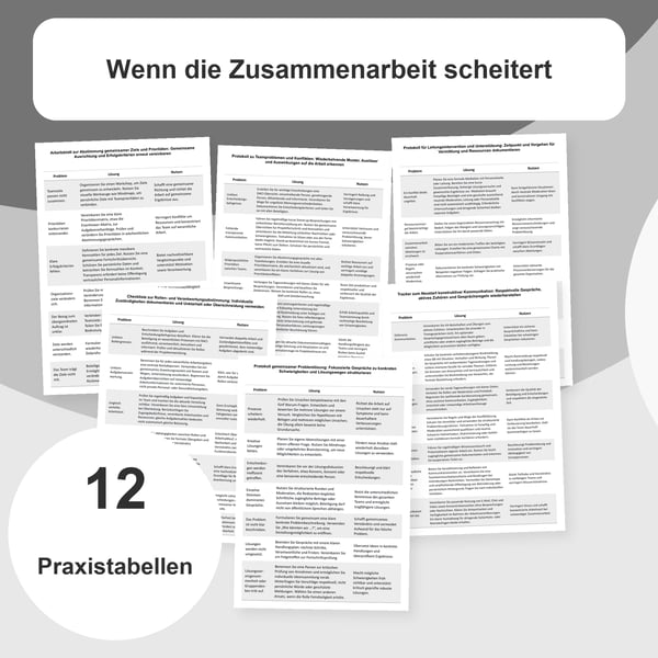 Zusammenarbeit im Team: Rollen und Konflikte | 12 Tabellen PDF + PowerPoint