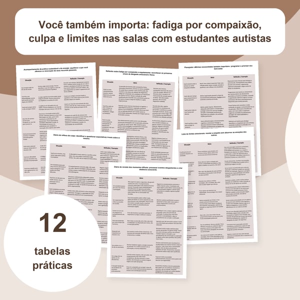 Cansaço, culpa e limites na educação de autistas | 12 tabelas PDF + PowerPoint