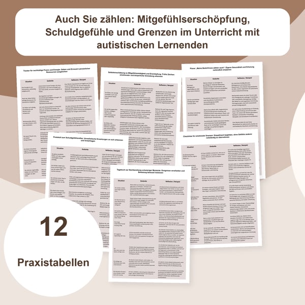 Müdigkeit, Schuldgefühle und Grenzen im Autismusteam | 12 Tabellen PDF + PowerPoint