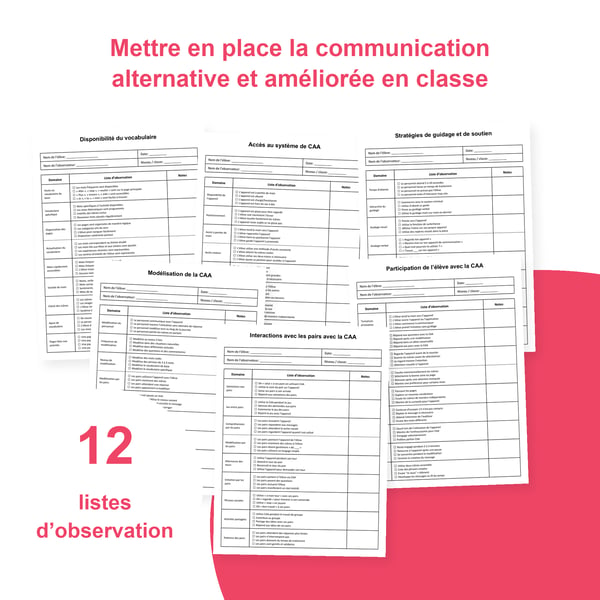 CAA en classe : 12 listes d’observation | PDF imprimable + PowerPoint modifiable