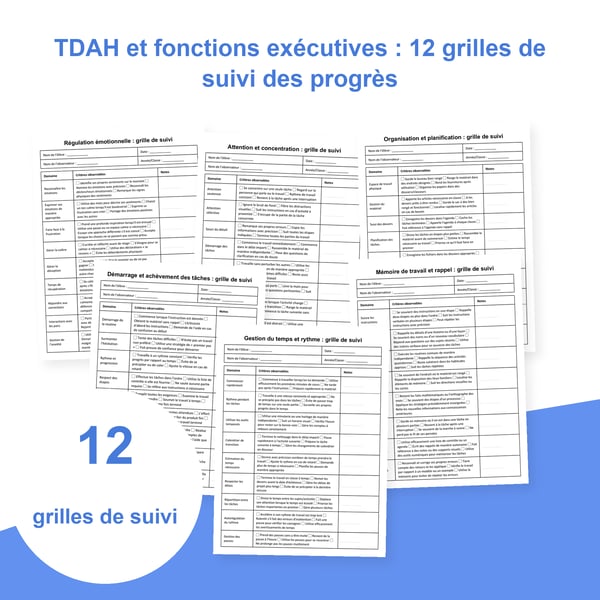 TDAH et fonctions exécutives : 12 listes d’observation | PDF + PowerPoint