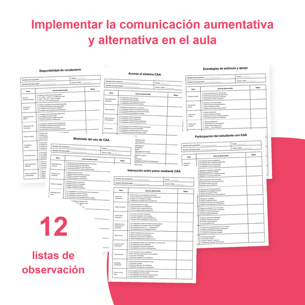 CAA en el aula: 12 listas de observación | PDF imprimible + PowerPoint editable