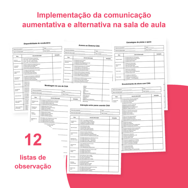 CAA na sala de aula: 12 listas de observação | PDF + PowerPoint editável