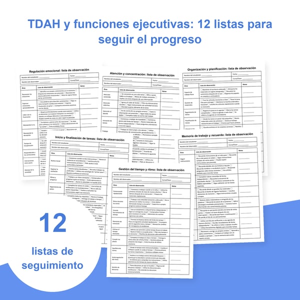 TDAH y funciones ejecutivas: 12 listas de observación | PDF + PowerPoint