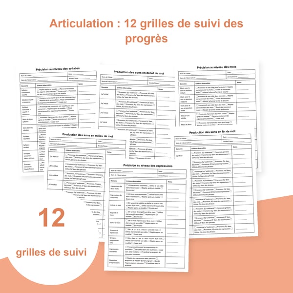 Articulation : 12 grilles d’observation et de suivi | PDF + PowerPoint