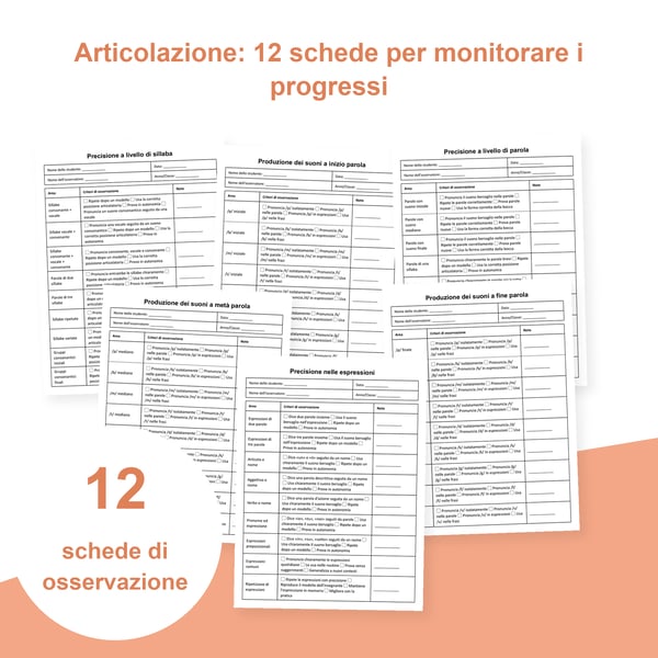 Articolazione: 12 liste di osservazione e monitoraggio | PDF + PowerPoint