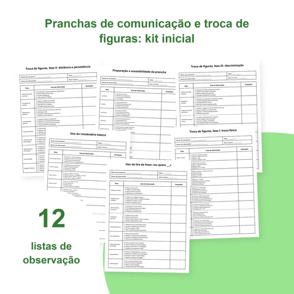 Pranchas de comunicação e troca de figuras: 12 listas | PDF + PowerPoint