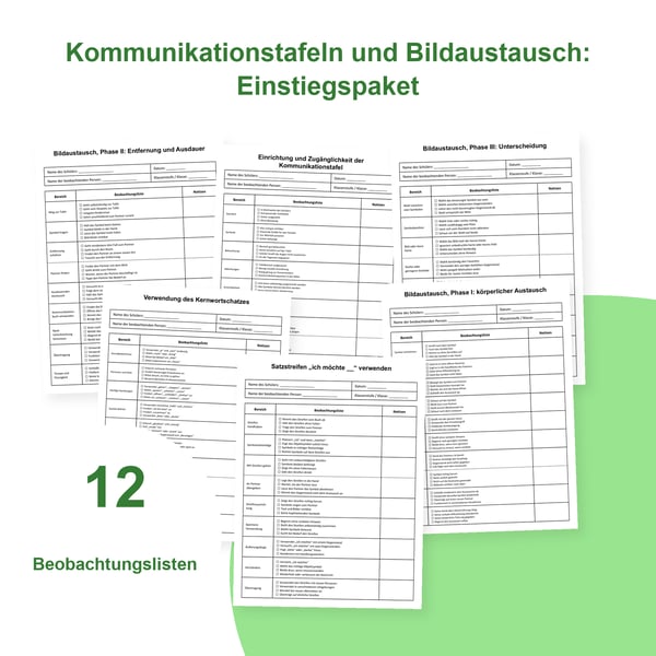 Kommunikationstafeln und Bildtausch: 12 Beobachtungslisten | PDF + PowerPoint