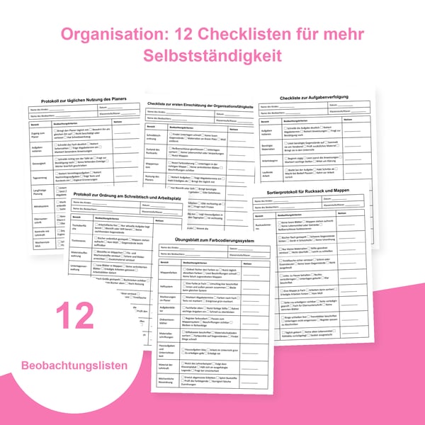 Schulorganisation: 12 Beobachtungslisten für den Alltag | PDF + PowerPoint