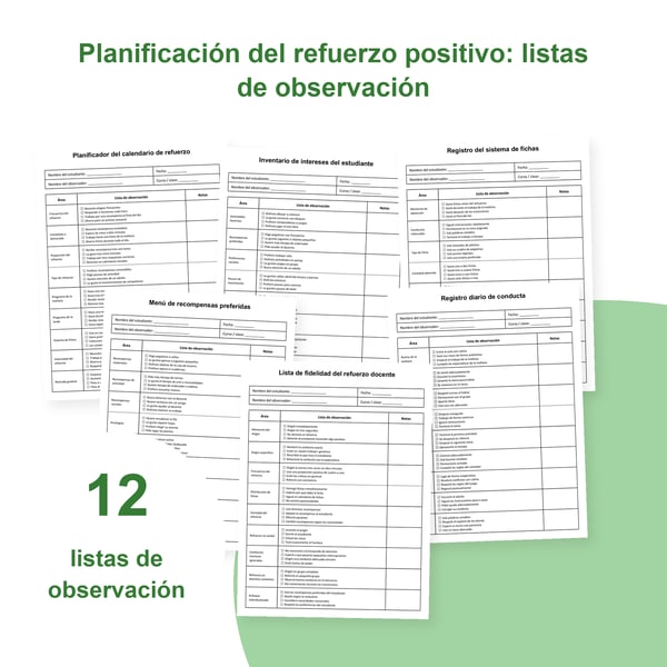 Refuerzo positivo: 12 listas de observación para el aula | PDF + PowerPoint