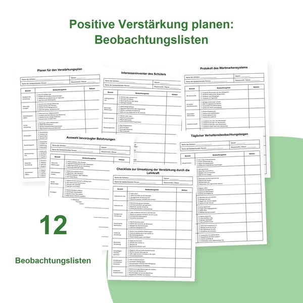Positive Verstärkung: 12 Beobachtungslisten für den Unterricht | PDF + PowerPoint
