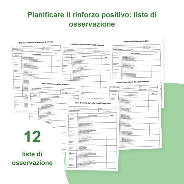 Rinforzo positivo: 12 liste di osservazione per la classe | PDF + PowerPoint