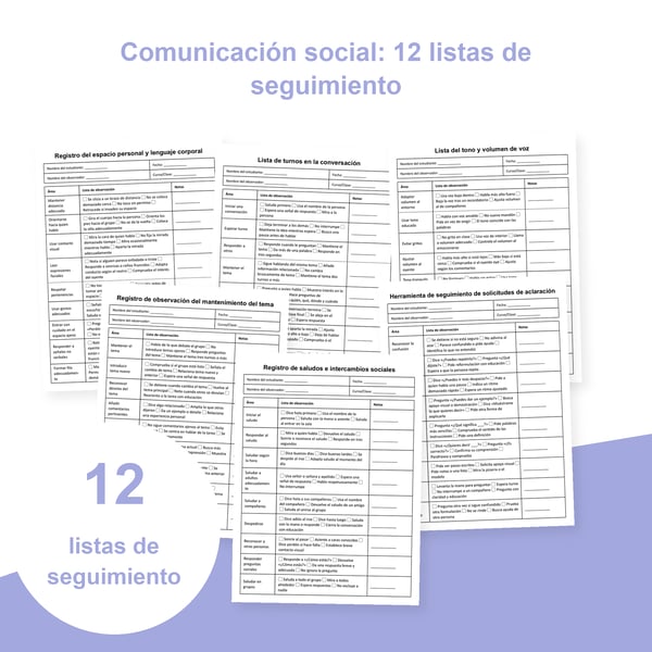 Lenguaje pragmático: 12 listas de observación de interacciones | PDF + PowerPoint