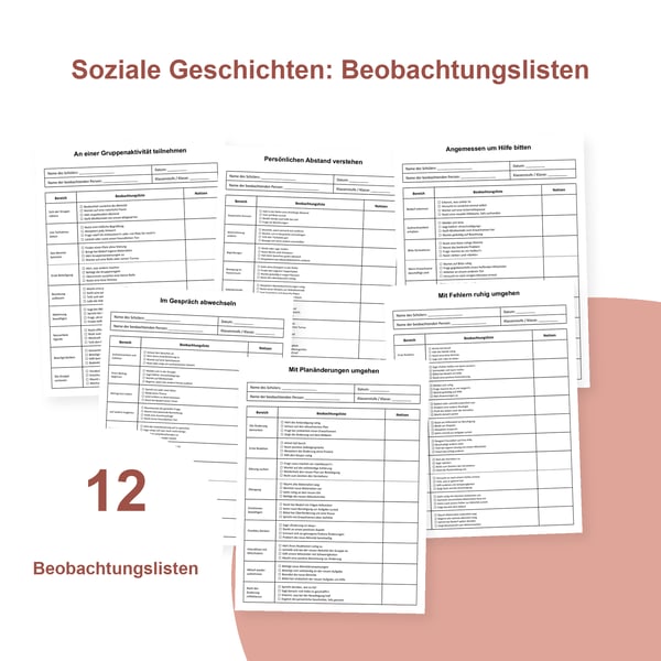 Soziale Situationen in der Schule: 12 Beobachtungslisten | PDF + PowerPoint